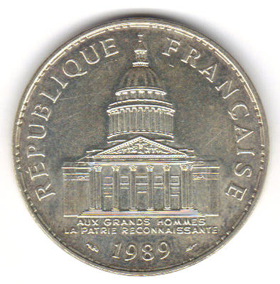 100 F Panthéon 1989 - Philatelie - pièce française en argent