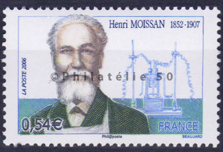 3975 - Philatélie 50 - timbre de France neuf sans charnière timbre de collection Yvert et Tellier Personnalité Henri Moissan 2006