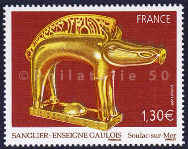 4060 - Philatélie 50 timbre de France neuf sans charnière timbre de collection Yvert et Tellier Série artistique Sanglier-enseigne gaulois 2007