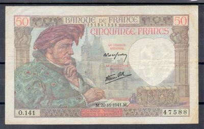 50F 47588 - Philatelie - billet de banque de France