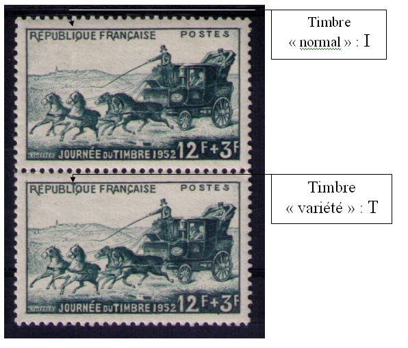 919b - 2 - Philatélie 50 - timbre de France avec variété N° Yvert et Tellier 919b - timbres de collection