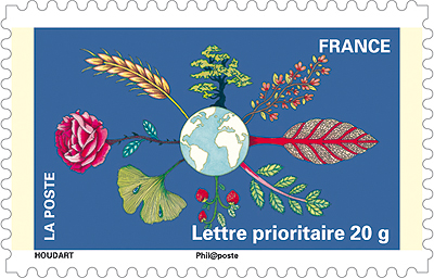 Terre Globe - Philatélie 50 - timbre de France autoadhésif - timbre de collection