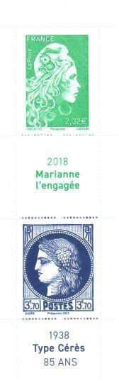 BC1532-Carnet de timbre de France composition variable-Marianne l'engagée-Type Cérès