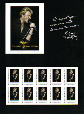 Bloc Johnny - Philatélie 50 - timbres de France autoadhésifs Johnny HALLYDAY - bloc collector - timbres de collection