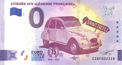 Citroën 2CV - Philatélie 50 - Billet eurosouvenir