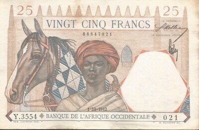 AOFPK27 - Philatélie - Billet de collection de la banque de l'Afrique occidentale Pick 27 - Billetophilie