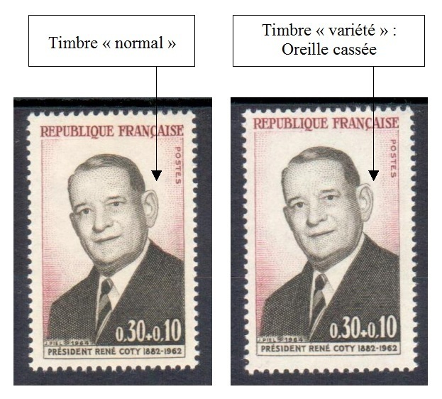 VAR1412b-2 - Philatelie - timbre de France avec variété