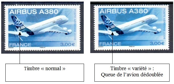 VARPA69b-2 - Philatelie - timbre de France Poste Aérienne avec variété