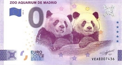 Zoo Aquarium Madrid Panda - Philatélie 50 - Billet eurosouvenir