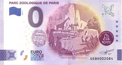 Zoo Paris - Philatélie 50 - Billet eurosouvenir